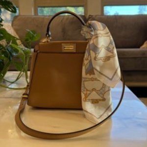 Beige Fendi Mini Peekaboo Leather Bag